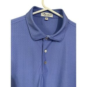 Peter Millar Summer Comfort Men's Polo Shirt M Light Blue Starburst AOP RN100308